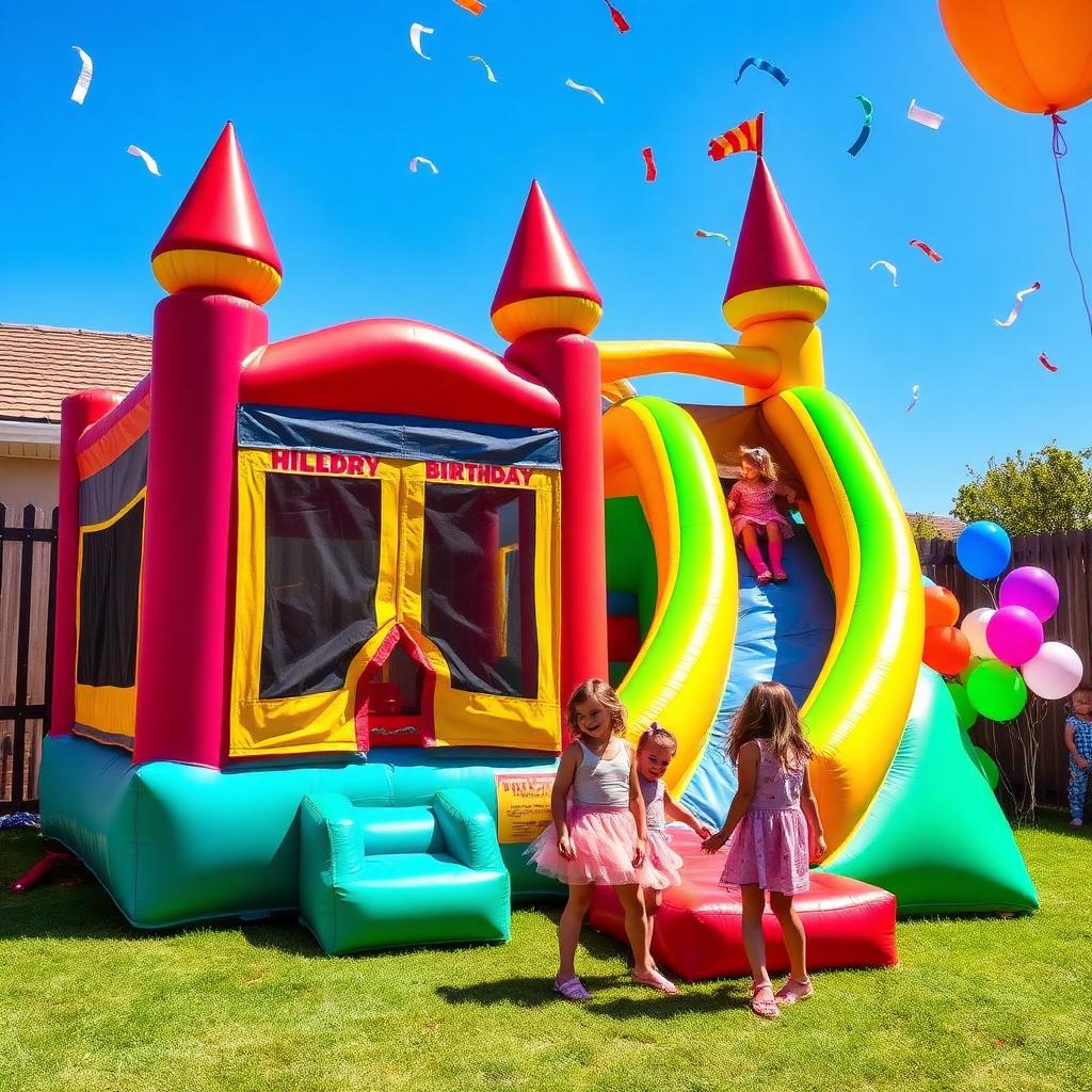 Pula-pula colorido em festa infantil